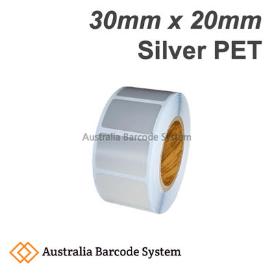 silver pet label 30mm x 20mm