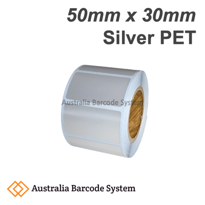 silver pet label 50mm x 30mm