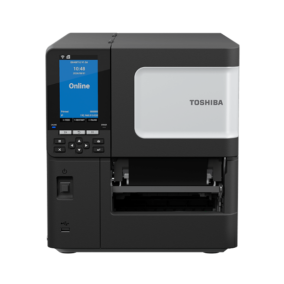 toshiba bx410t-ts 300dpi label printer front