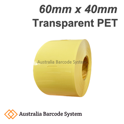 transparent pet label 60mm x 40mm