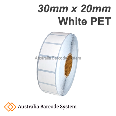 white pet label 30mm x 20mm