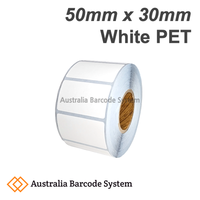 white pet label 50mm x 30mm